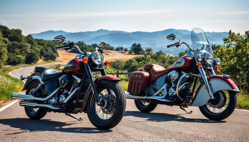 Harley-Davidson Knucklehead and Indian Chief motorcycles